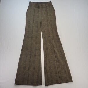Free People Flare Pants Women XS Brown Plaid High Rise Pull On Stretch